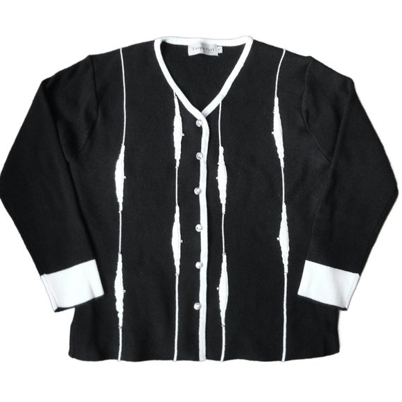 Unique Int'l Women's Rhinestone Button Cardigan Knit Sweater Medium Black - Picture 1 of 8